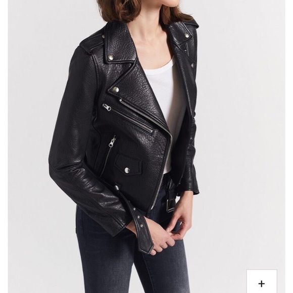 Current/Elliott Black Leather Moto Jacket - Picture 3 of 8
